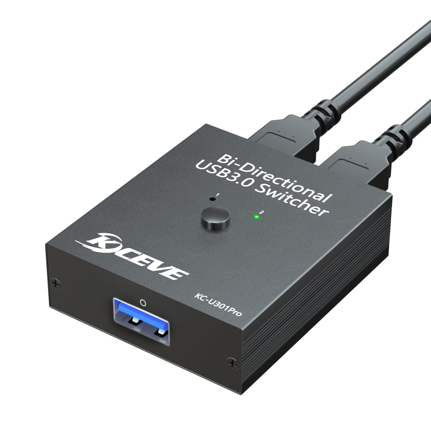 USB 3.0 Switch, Conmutador USB Bidireccional 2 en 1 Salida o 1 en 2, Switch USB MLEEDA Para 2 Computadoras Compartiendo Teclado, Ratón, Impresora, Con Controlador de Escritorio y 2 Cables USB 3.0