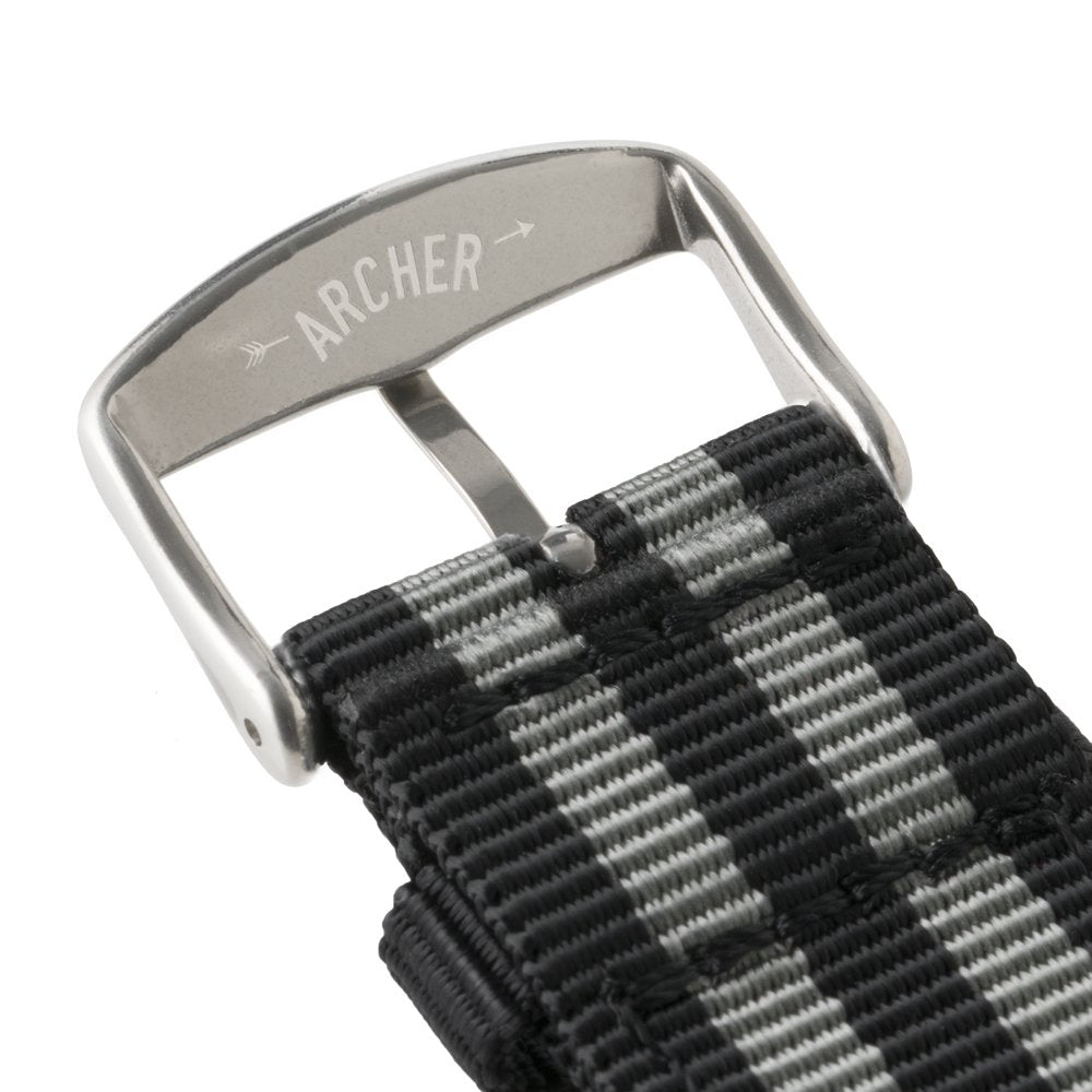 Correa de Reloj Archer Negro y Gris de Nailon Premium de Liberación Rápida 22mm