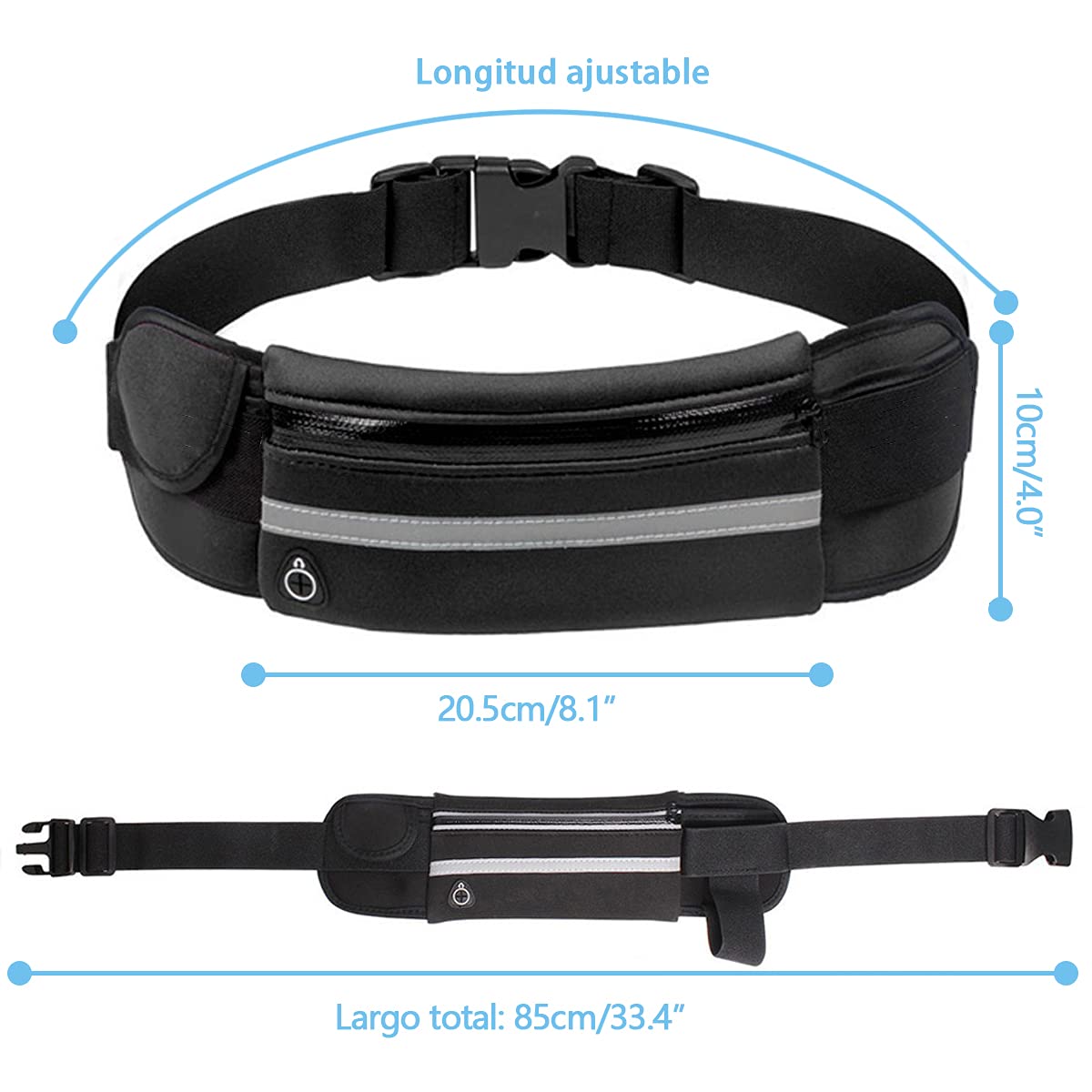 CHENGBAO Cangurera Hombre，Portátil Para Correr Cangurera Mujer，Impermeable Riñonera Hombre，Cangurera Para Correr (Negro grisáceo)