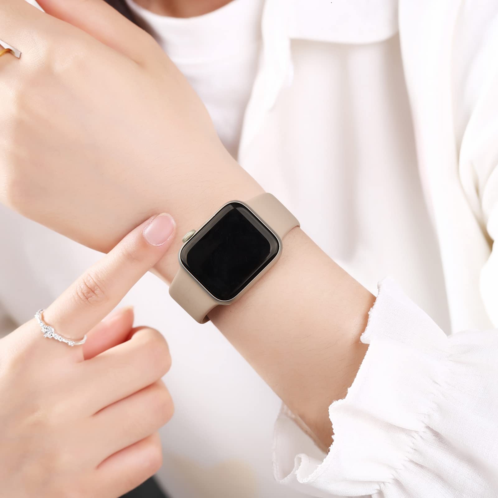 Bandas de Silicona Líquida Compatible con Apple Watch Serie 10 Multicolor, Paquete de 4 para Mujer y Hombre