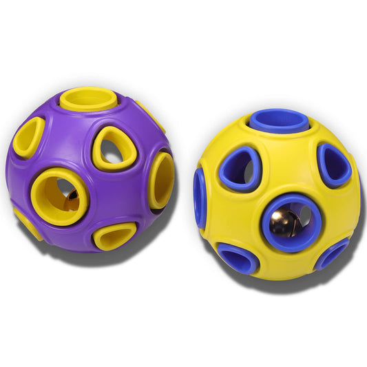 Bolas para perros con sonido de campana, [2 unidades] Bola de goma para perros medianos y grandes, juguetes interactivos para masticar mascotas de 3 pulgadas