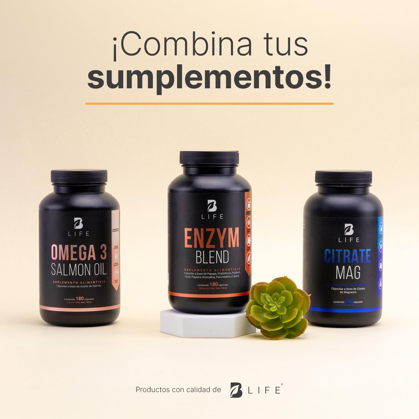 Enzimas Digestivas Enzym Blend B Life Papaya y Psyllium Husk 180 Cápsulas 1800 mg Ingredientes Naturales