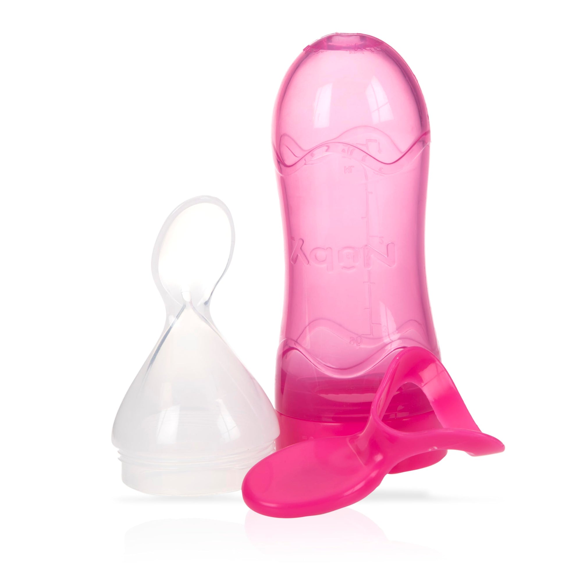 Comedero de Silicona Nuby Rojo con Cuchara y Cubierta Higiénica