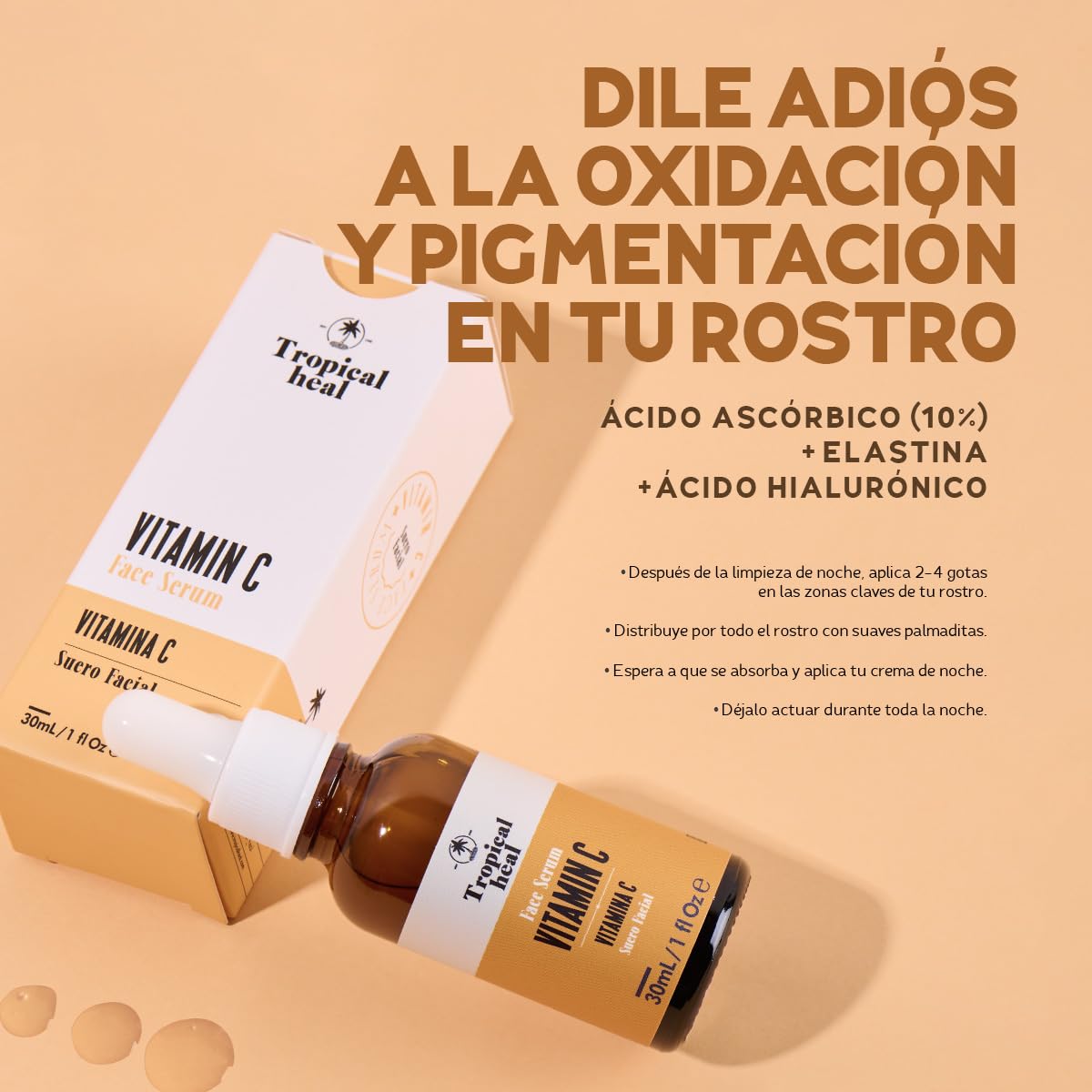 Tropical Heal - Perfect Skin Duo Vitamina C 10% y Ácido Hialurónico 2% - Sueros Faciales para Hidratación, Rejuvenecimiento y Protección - Unifica el Tono y Suaviza Líneas - 30 ml c/u