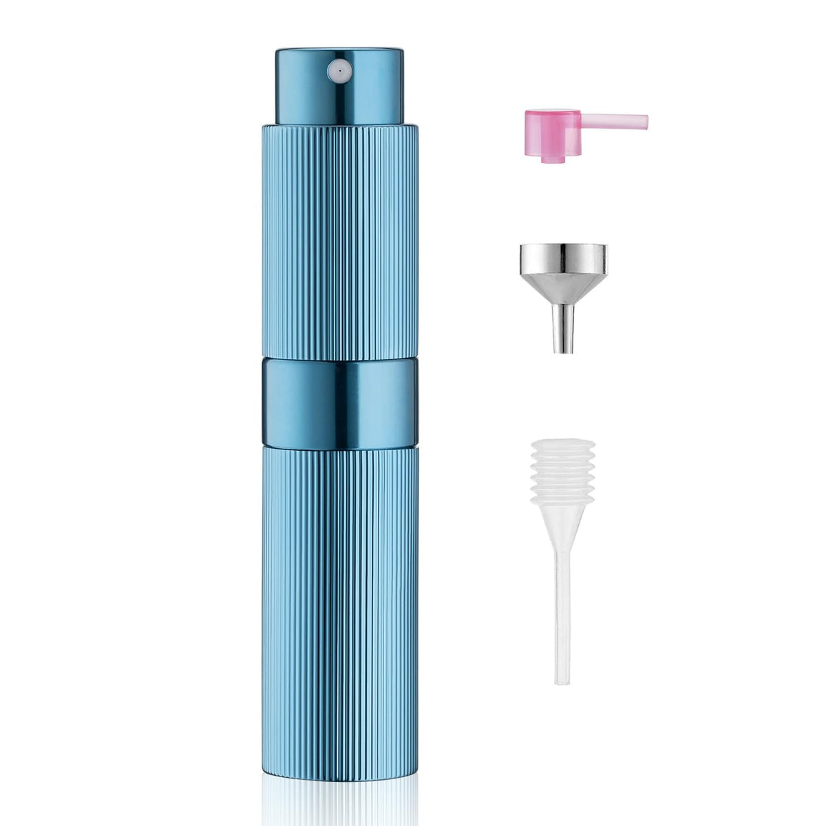LISAPACK Botella atomizadora de perfume de 8 ml para viajes, dispensador de colonia vacía recargable (azul)