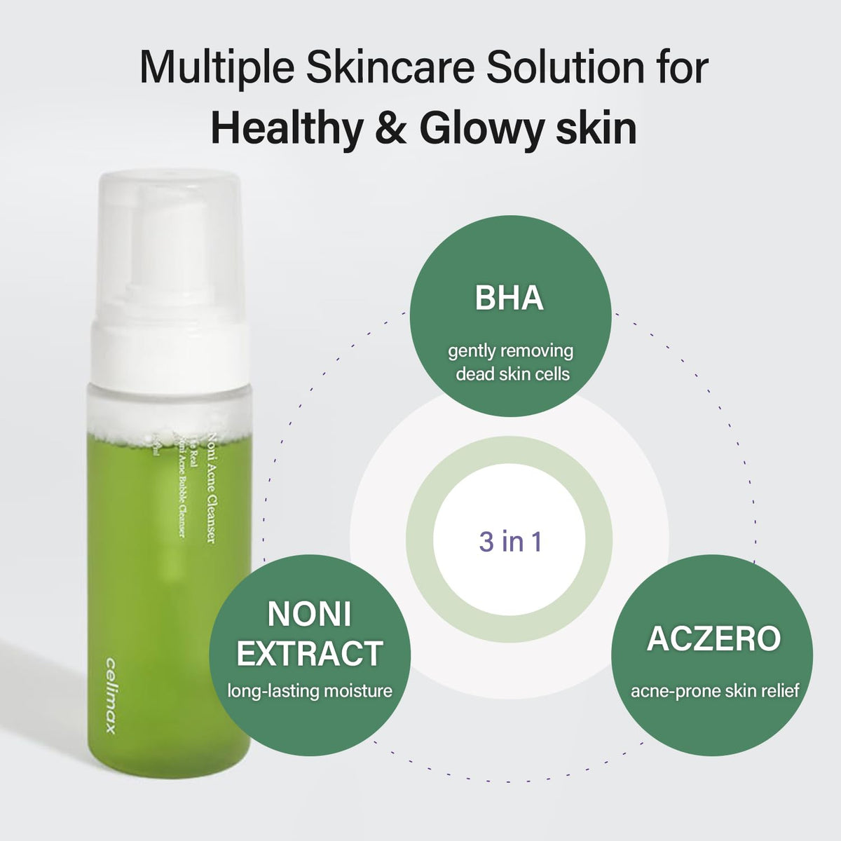 celimax Limpiador Facial Con Burbujas De Noni Para El Acné Fórmula Suave Para Pieles Sensibles Grasas Secas Y Mixtas Calmante Suavizante Y Exfoliante 155 Ml
