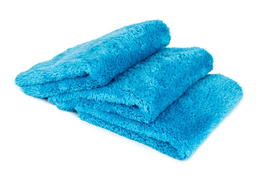 Autofiber [Korean Plush 550] Toallas de alta calidad sin bordes de 550 g/m² (16 x 16 pulgadas), color azul aguamarina, paquete de 3