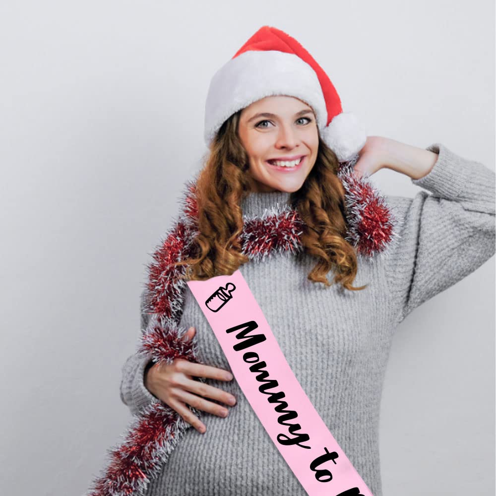 "Mommy to be " mamá to be sash para baby shower, banda de baby shower para parrilla, marco rosa - Faja de mamá con hermosa cinta rosa y texto de aluminio negro, revelación de género ideal, baby