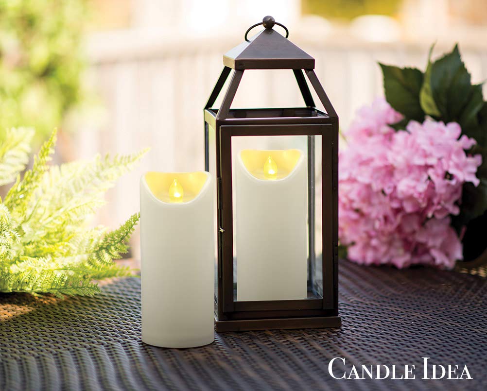 CANDLE IDEA - 2 velas LED impermeables de 3 x 7 pulgadas para exteriores, sin llama, con temporizador remoto, funciona con pilas, velas falsas de plástico para decoración de linterna de Navidad de