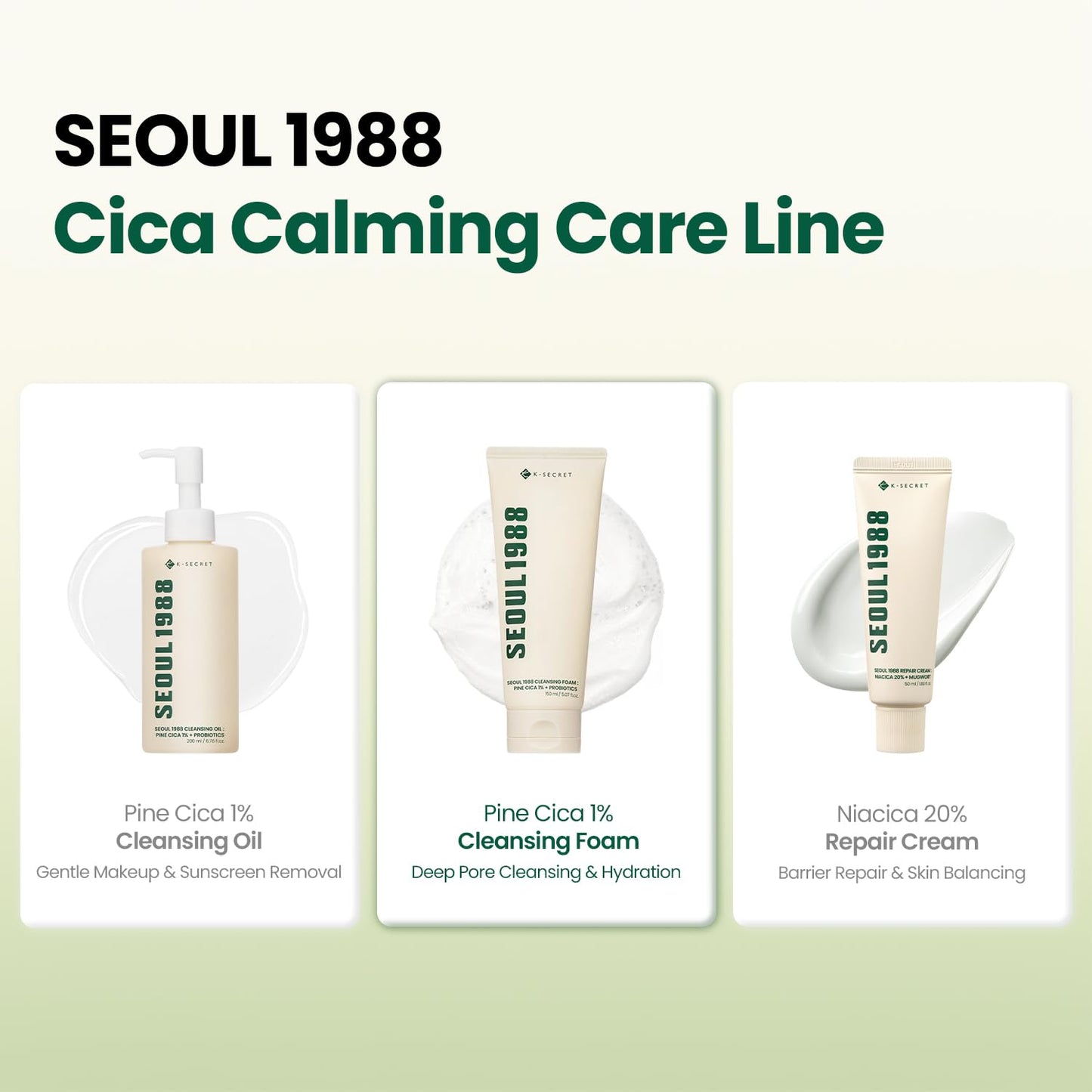 K-SECRET SEOUL 1988 Cica Cleansing Foam – Deep Pore Cleansing & Soothing Care | Daily Facial Cleanser for Sensitive Skin | Korean Skincare, 150ml / 5.07 fl oz