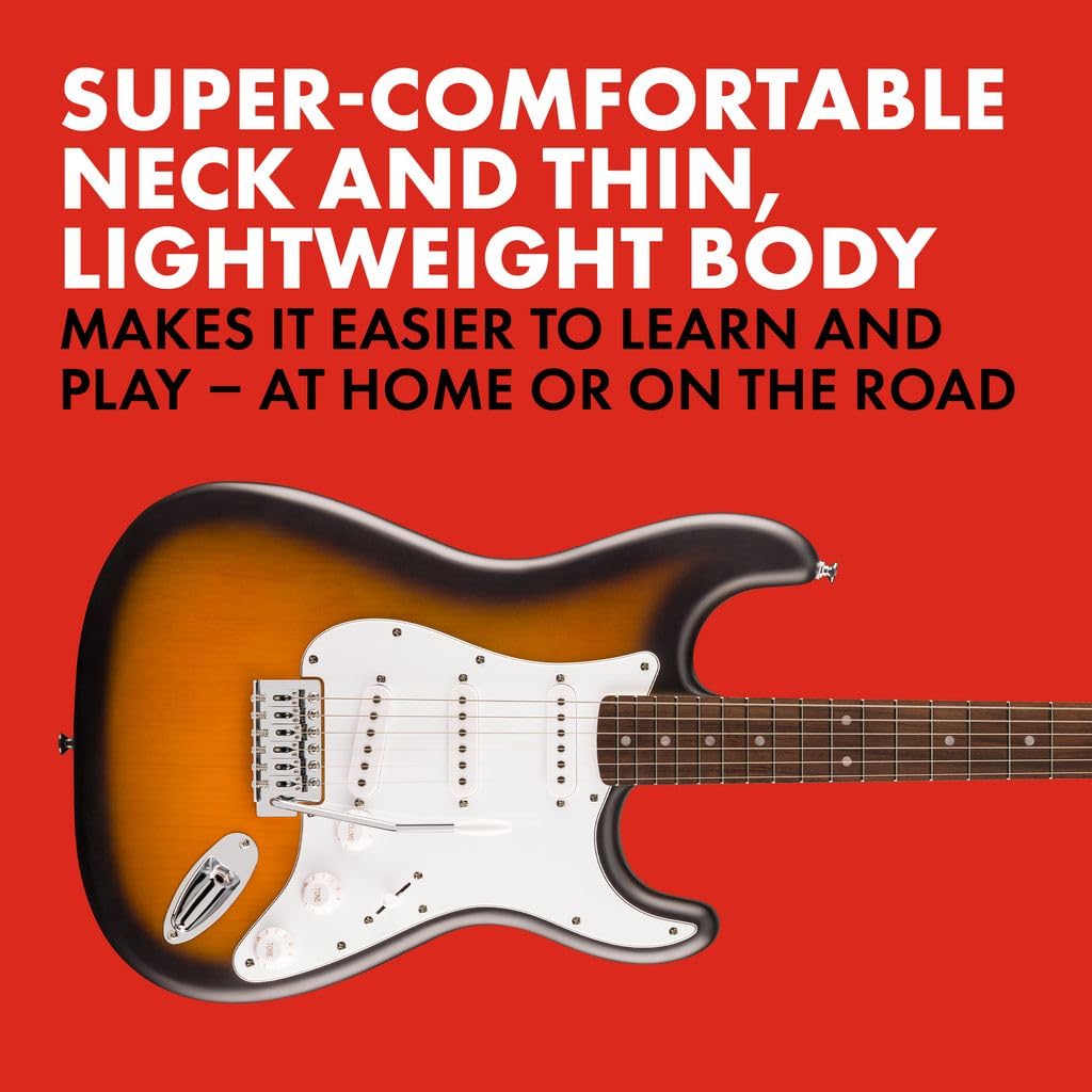 Fender Squier Debut Collection™ Stratocaster® Electric Guitar, Laurel Fingerboard, White Pickguard, Sunburst
