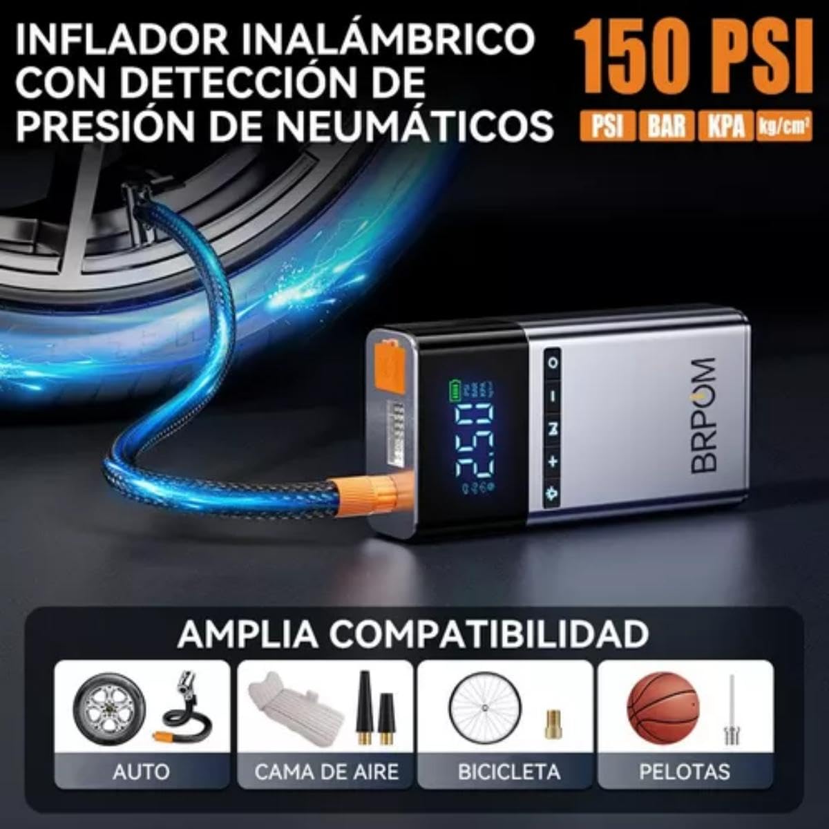 HSZSXJK 4000A 29800mAh Arrancador de Batería de Coche con compresor de Aire 150PSI, 12V Arrancador Portátil de Batería, Pantalla LCD con Luces LED, Estuche de Almacenaje