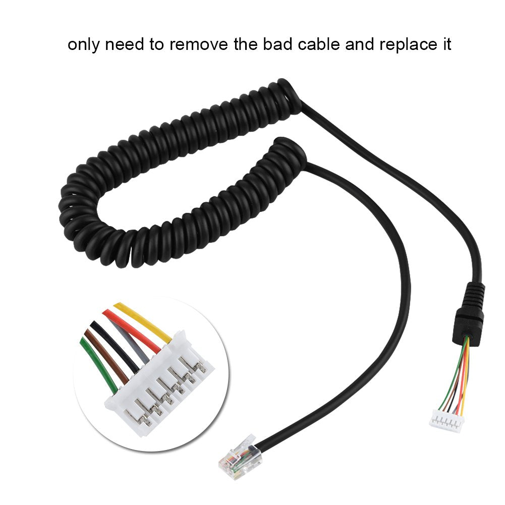 Bewinner Cable de micrófono de Repuesto para MH-48A6J, FT-7800, FT-8800, FT-8900, FT-7100M, FT-2800M, FT-8900R, Cable de Micrófono de Mano MH-48