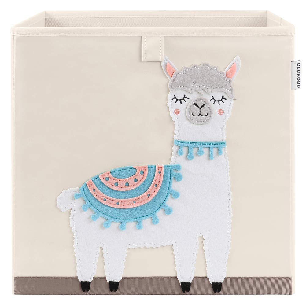 CLCROBD - Contenedores plegables de almacenamiento de cubos de animales, caja de juguetes de tela, pecho/organizador para guardería de niños, 13 pulgadas (Llama)