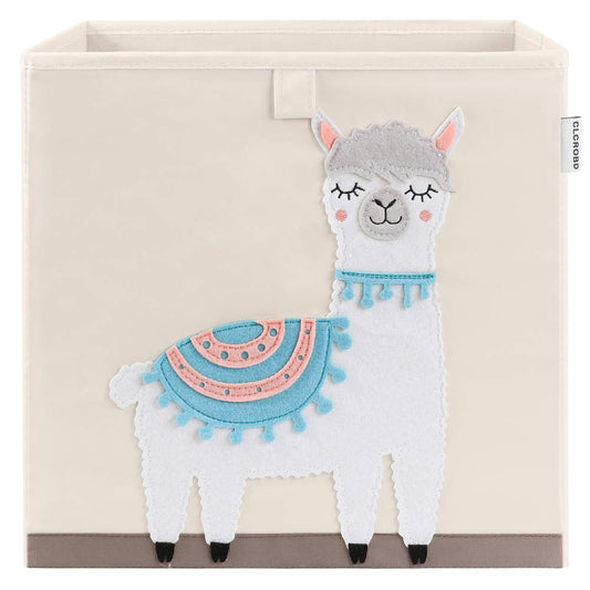 CLCROBD - Contenedores plegables de almacenamiento de cubos de animales, caja de juguetes de tela, pecho/organizador para guardería de niños, 13 pulgadas (Llama)