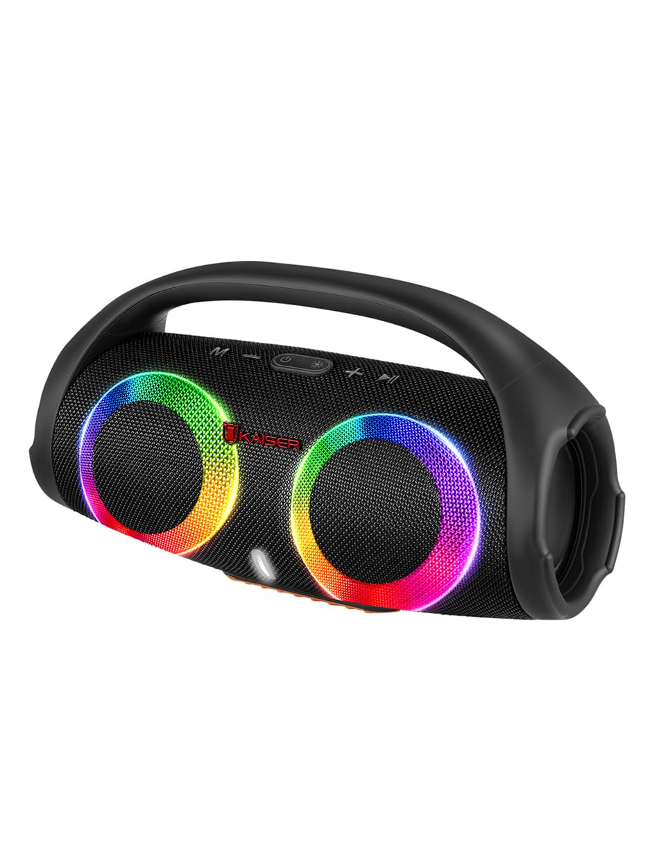 Kaiser Bocina Recargable a Prueba de Salpicaduras Circle Light Potencia de 16W 2X3 Pulgadas KSW-2018BK