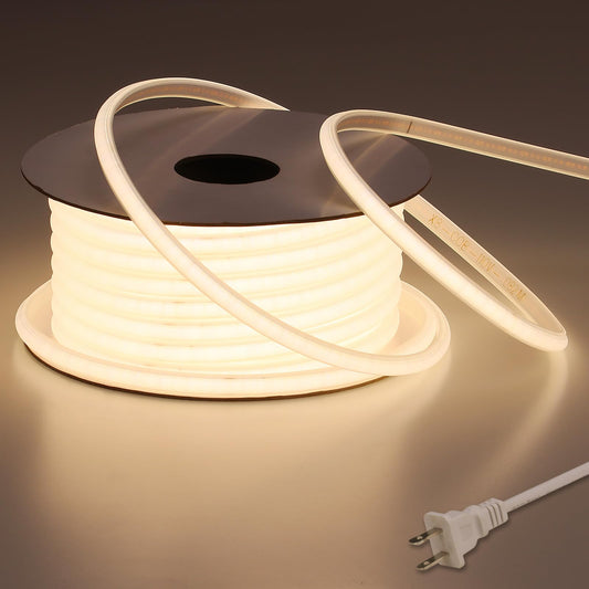 BENLUN Tira LED COB 110V 20 Metros, 4000K Blanco Natural Luces de LED Exterior Impermeable, 10W/M CRI 90+ Flexible Luz LED sin Transformador para Habitacion Techo, Decoración, Patio