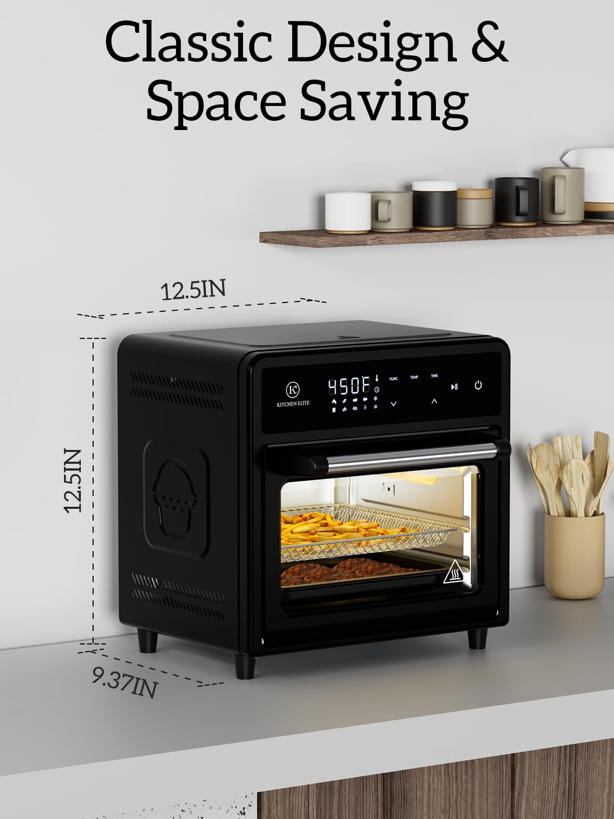 Kitchen Elite Air Freidora tostador Combo, 12.6 cuartos de galón de acero inoxidable 10 en 1, encimera de horno de convección 700 °F, no tóxico para hornear, asar, recalentar, pollos de engorde y