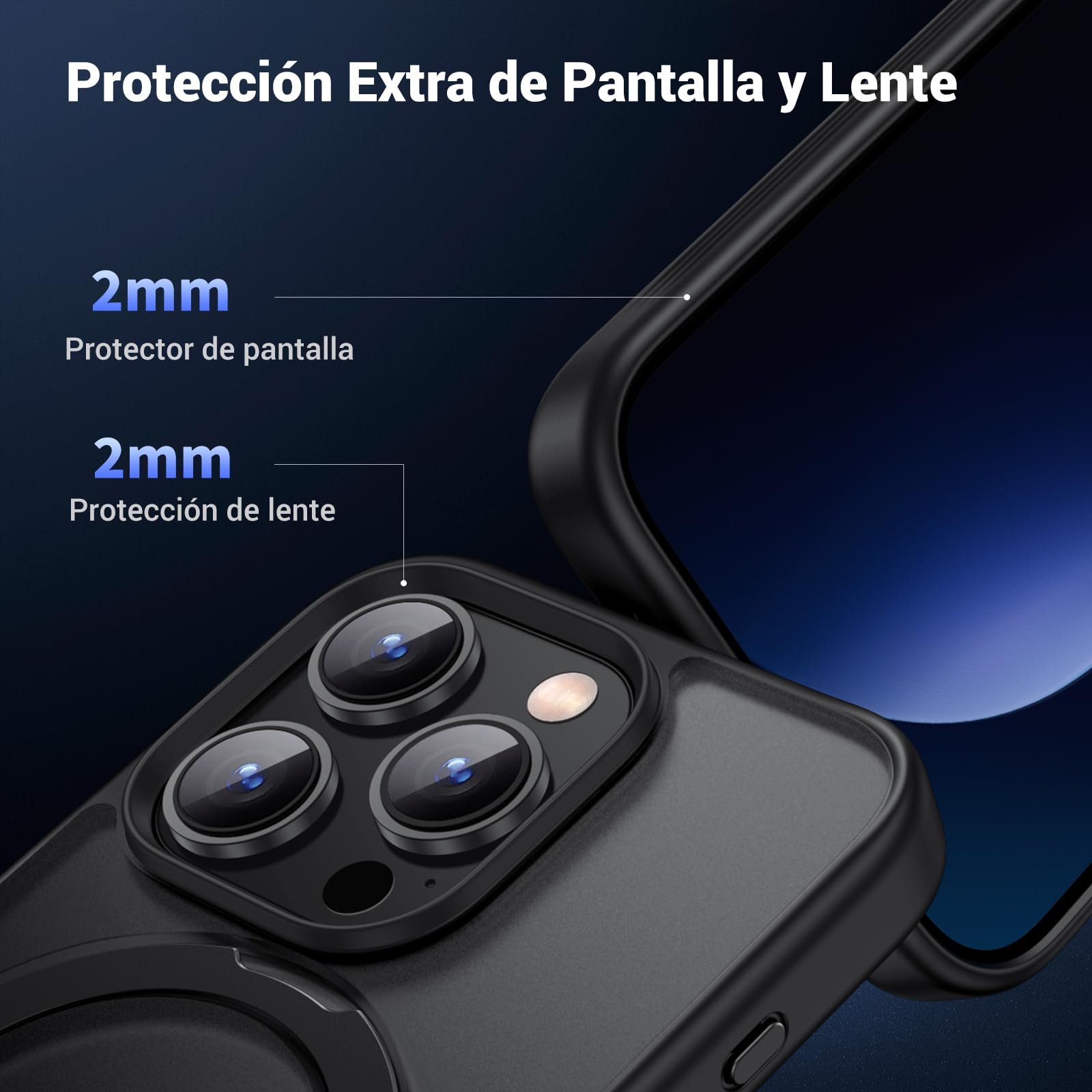 Funda para iPhone 15 Pro MAX UGREEN MagSafe Mate Cepillada con Soporte Anillo Plegable y Protección Anti-Caídas