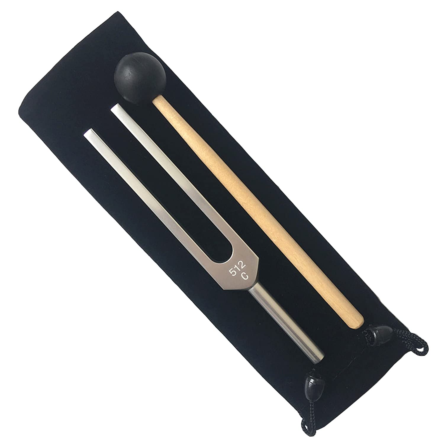 Horquilla de afinación de grado médico 512C Hz con martillo de silicona y bolsa de almacenamiento, instrumento profesional de aleación de aluminio para reparación de ADN, horquillas de afinación curativa de sonido (512C Hz, plata)