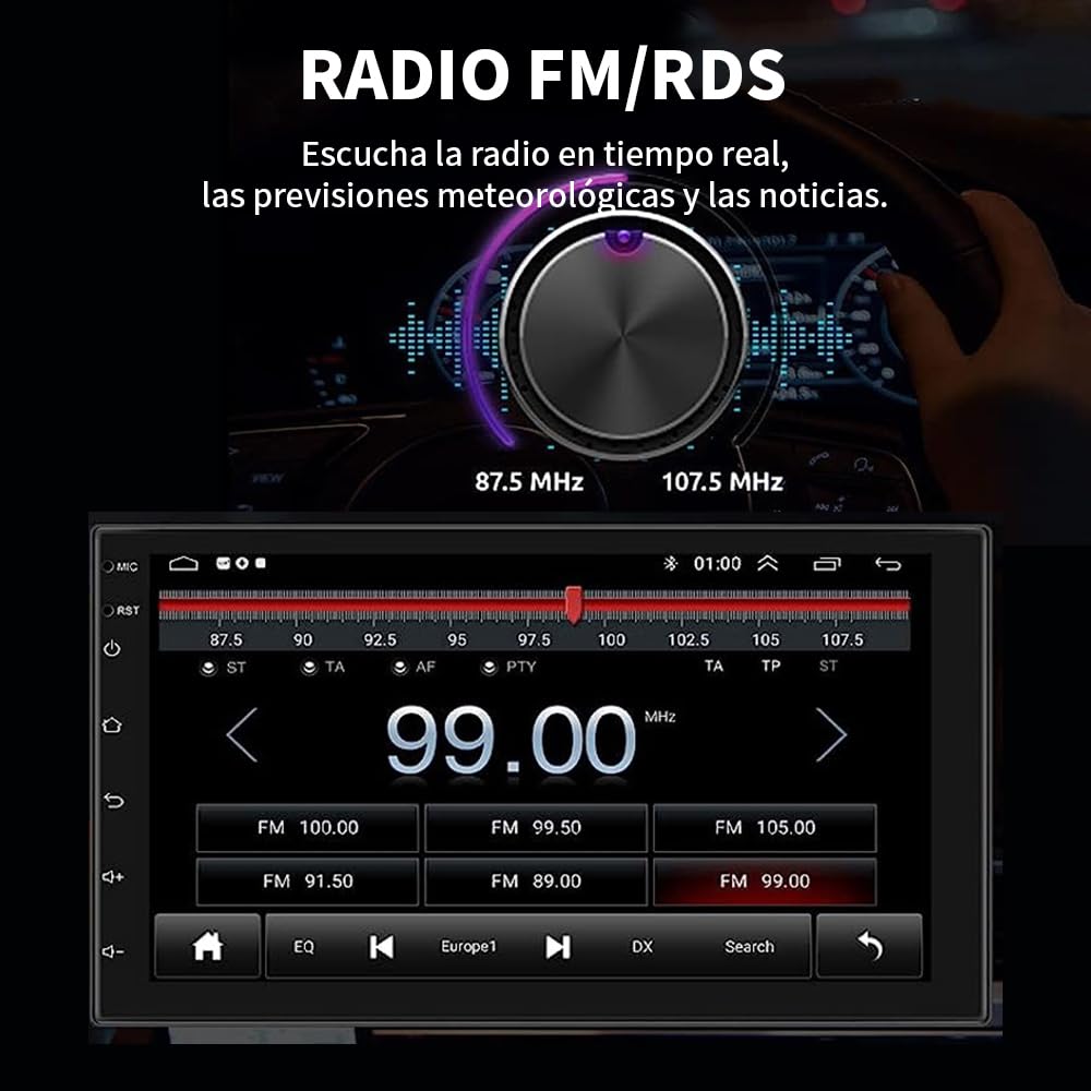 FINYQBET 7 Pulgadas Pantalla Inalámbrica Estéreo para Coche C1060N,2+32G Estéreo para Pantalla Carplay para Auto con Carplay， Pantalla HD Mirrorlink,FM,GPS,Bluetooth,RAC y más