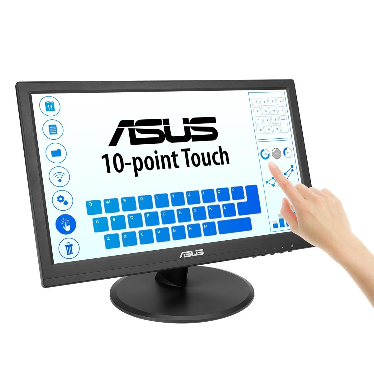 Asus Monitor táctil VT168HR, 15.6 pulgadas, 1366 x 768, táctil de 10 puntos, HDMI, sin parpadeo, Low Blue Light, montaje en pared, tecnología Eye Care