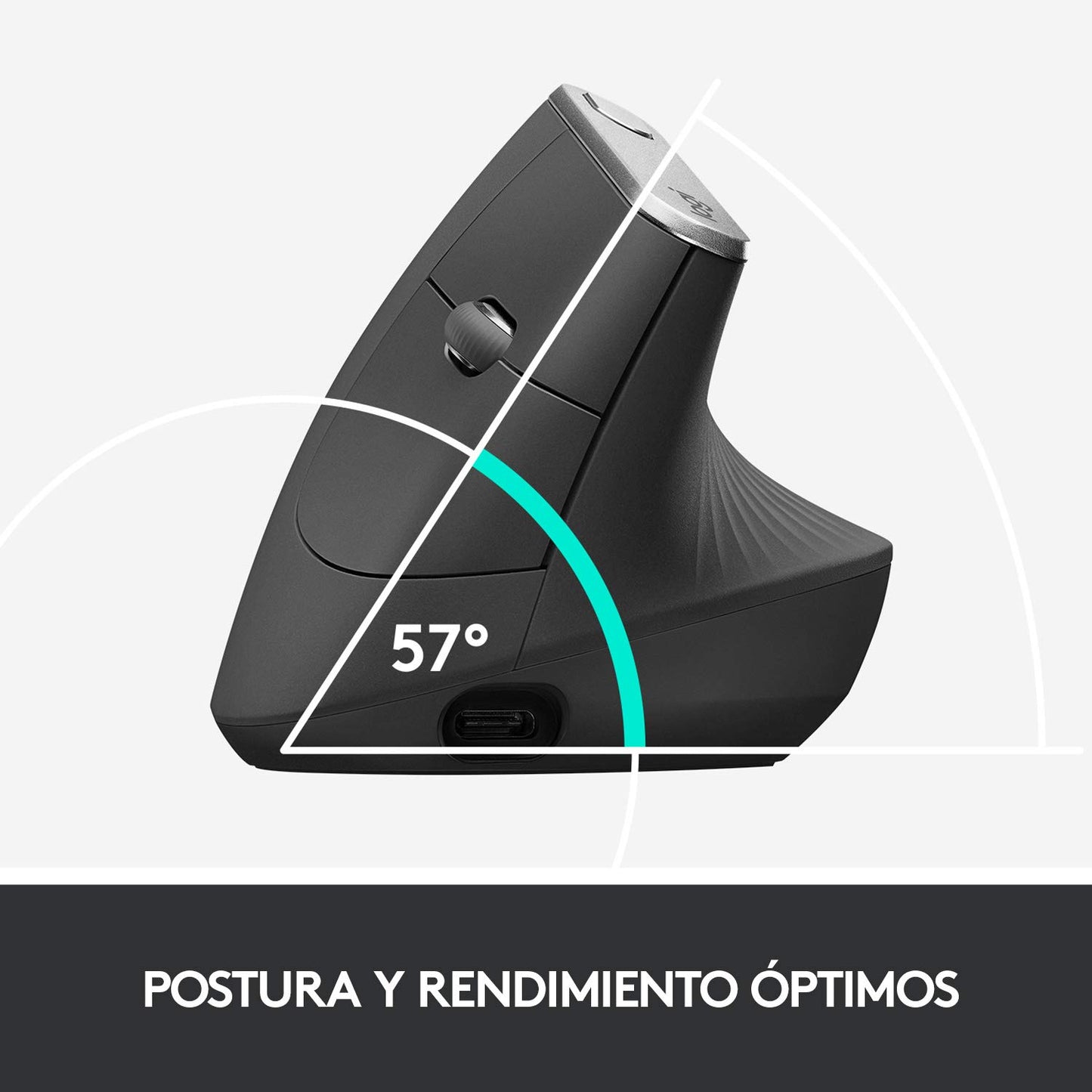 Mouse Inalámbrico Logitech Ergonómico Negro con Seguimiento Óptico 4000 dpi y Carga Rápida