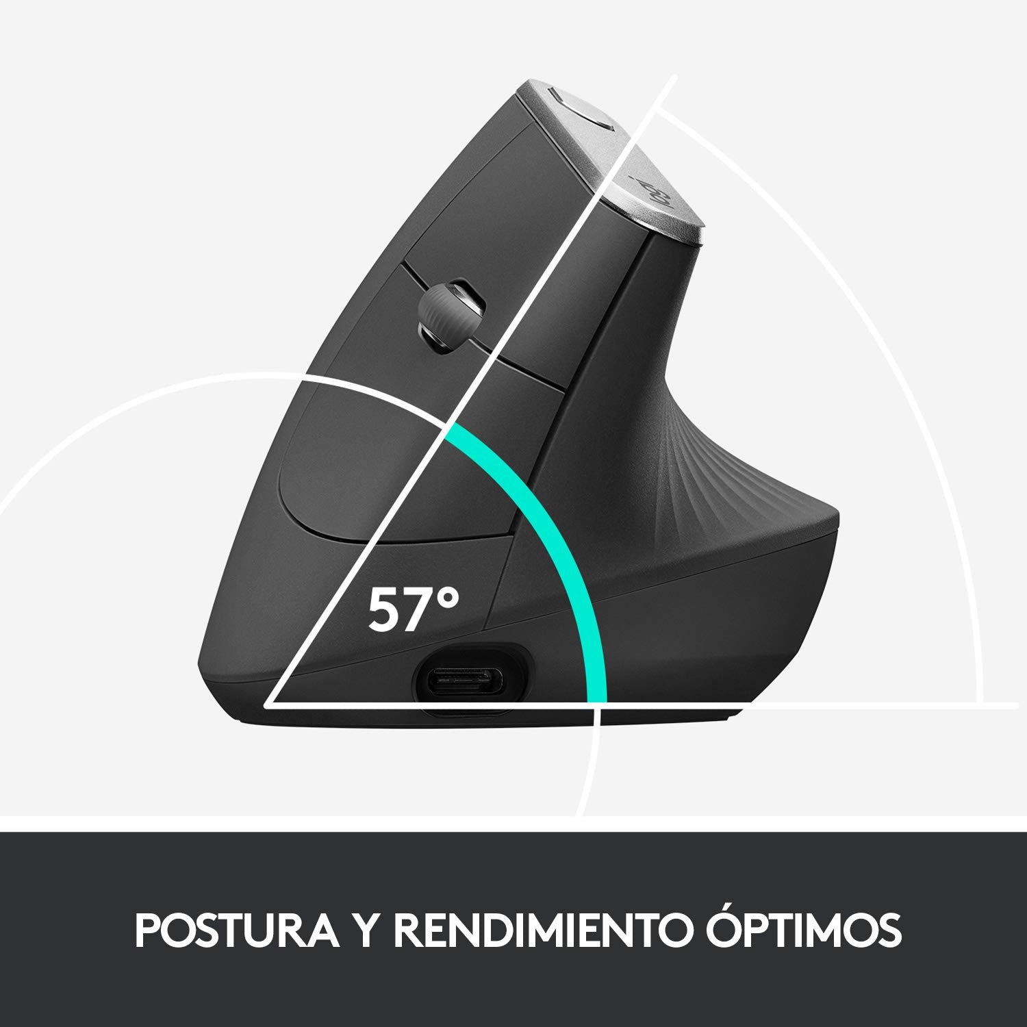 Mouse Inalámbrico Logitech Ergonómico Negro con Seguimiento Óptico 4000 dpi y Carga Rápida