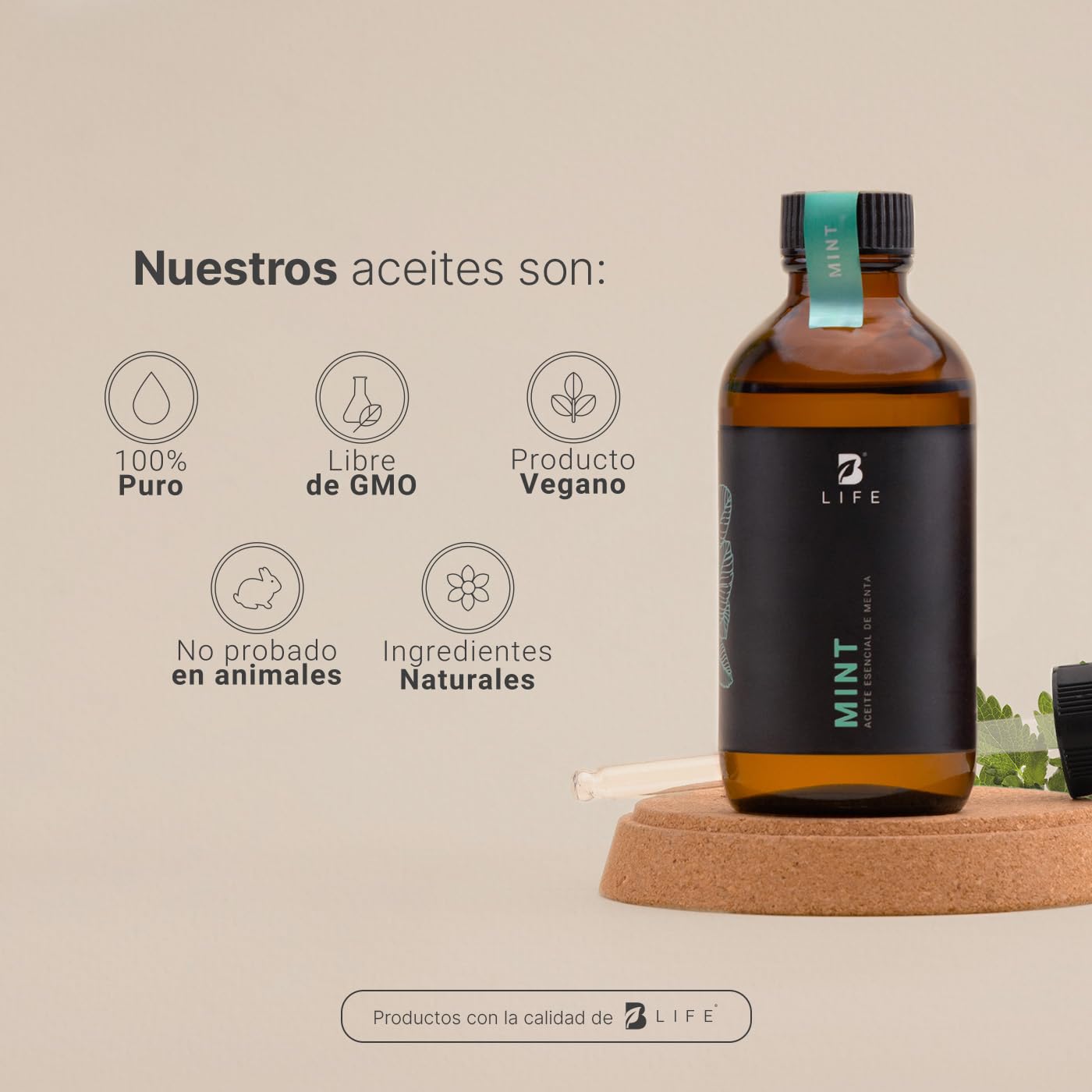 Aceite Esencial B Life Menta Ingredientes Puros y Naturales 120 ml