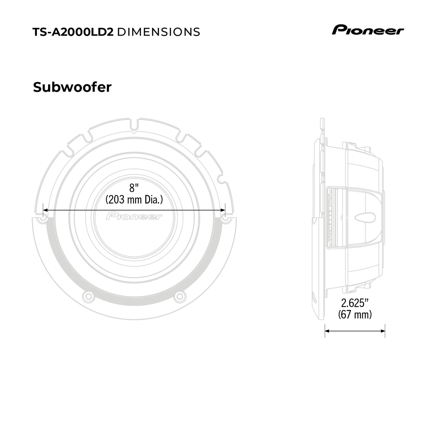 PIONEER SubWOOFER Slim 700W 2 Ohm 20.32 cm