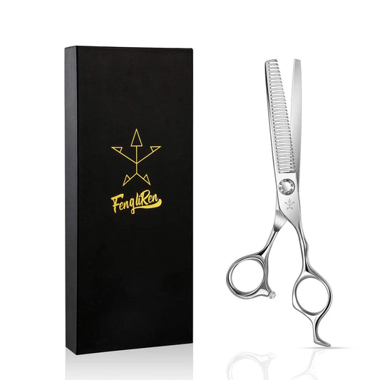 Fengliren Tijeras profesionales de alta gama para adelgazar el cabello, tijeras de corte de dientes, tijeras de peluquería texturizadoras extremadamente afiladas de aleación de acero inoxidable de 6.5