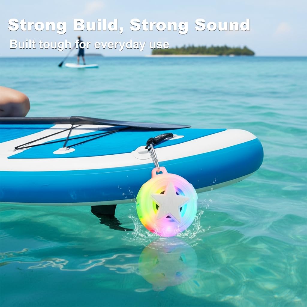EBODA - Altavoz de ducha Bluetooth IP67 impermeable portátil, flotante, tarjeta TF, pequeño altavoz al aire última intervensión con luz LED para bicicleta, playa, tabla de remo, kayak, regalos para