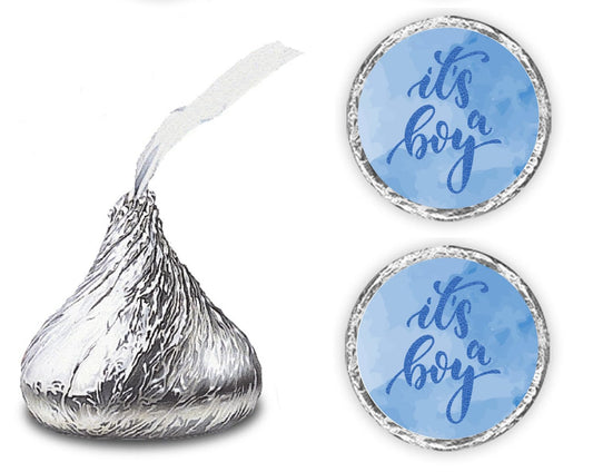 216 etiquetas modernas de besos de fondo azul para baby shower o fiesta de espolvorear, adorables pegatinas, decoraciones de fiesta dulce para nuevas mamás, envolturas Fabricado en Estados Unidos