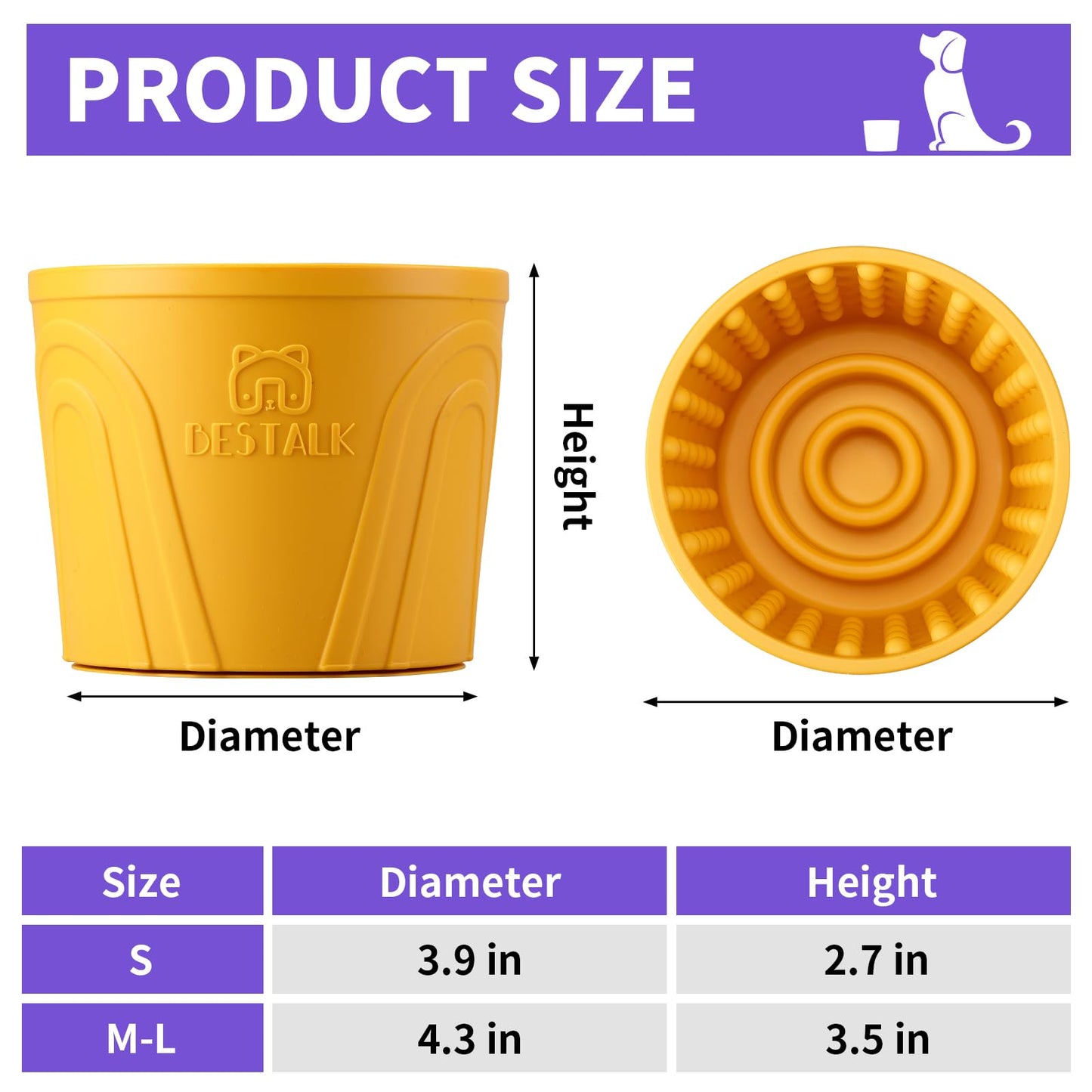 Bestalk - tazón para amamantar la ansiedad, alimentador lento para perros con alimentador lento para amamantar perros, tazón antideslizante para perros de razas pequeñas, medianas y grandes, silicona