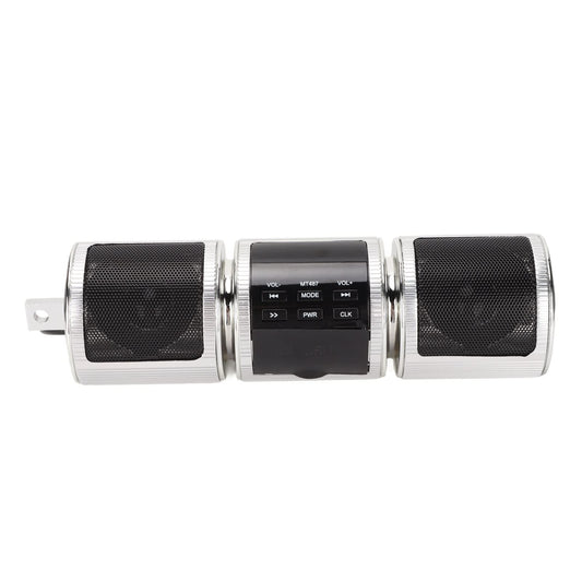 ASHATA Sistemas de Audio para Motocicletas, de Altavoces Bluetooth para Motocicletas, de Sonido de Audio Montado en el Manillar DC12V Impermeable IP54 Inalámbrico (Plata)