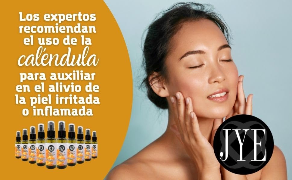 JYE 3 Frascos Aceite De Calendula Puro, Hidratación natural para piel sensible
