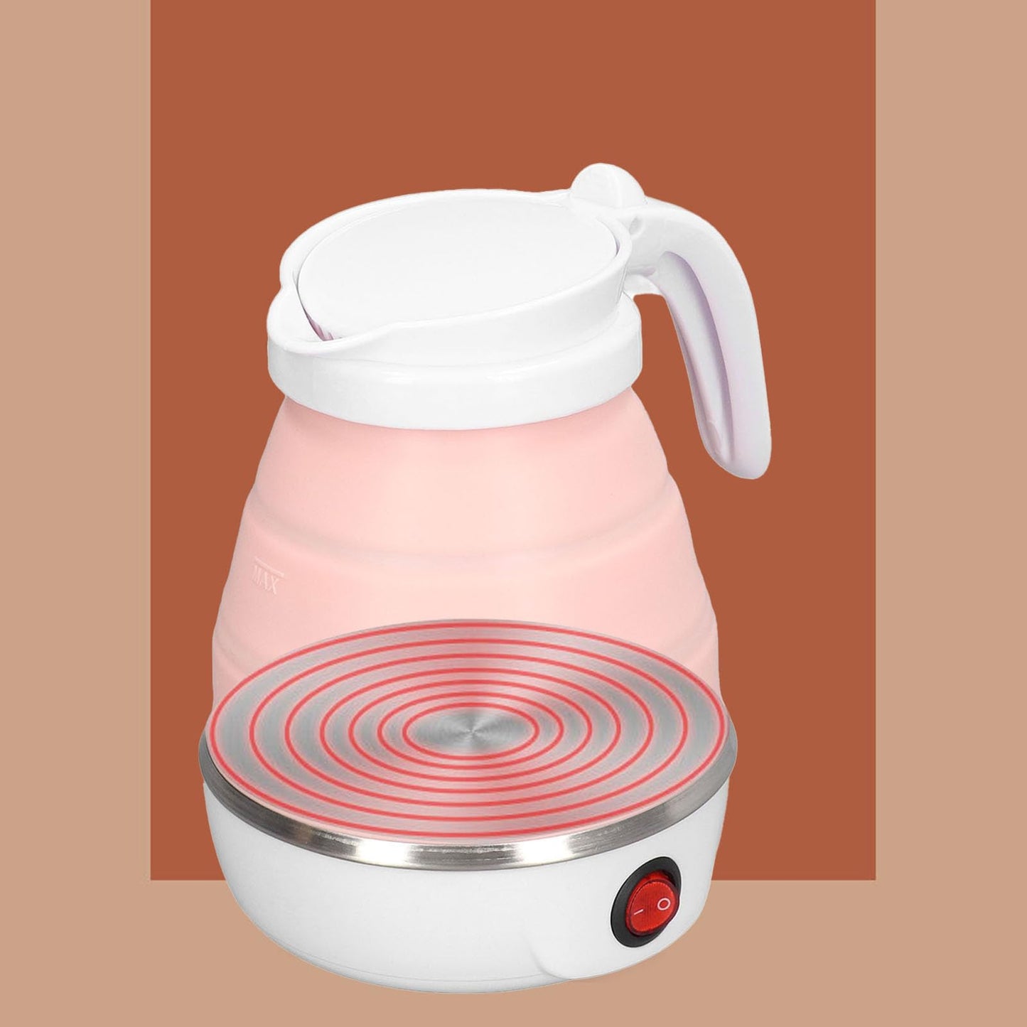Hervidor Eléctrico Plegable, 0.6L 400W Enchufe de EE. UU. 110V Diseño Plegable Delgado para Hervidor de Agua Caliente Portátil de Viaje (Rosa)