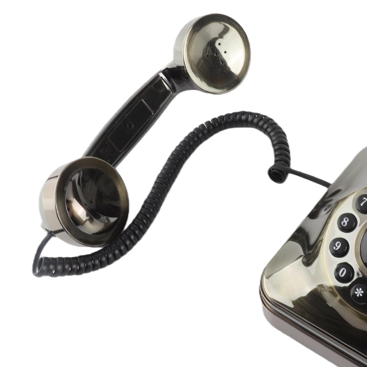 FastUU Teléfono Fijo Vintage Bronce, Teléfono Antiguo con Almacenamiento de Números y Timbre Mecánico