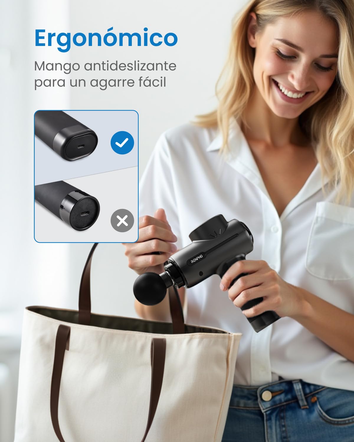 RENPHO Pistola de Masaje Masajeador Muscular Eléctrico de Percusión Massage Gun Pistola Masajeadora Muscular, Espalda Cuello Hombro y relajar el cuerpo, Regalo Para Hombre, Negro