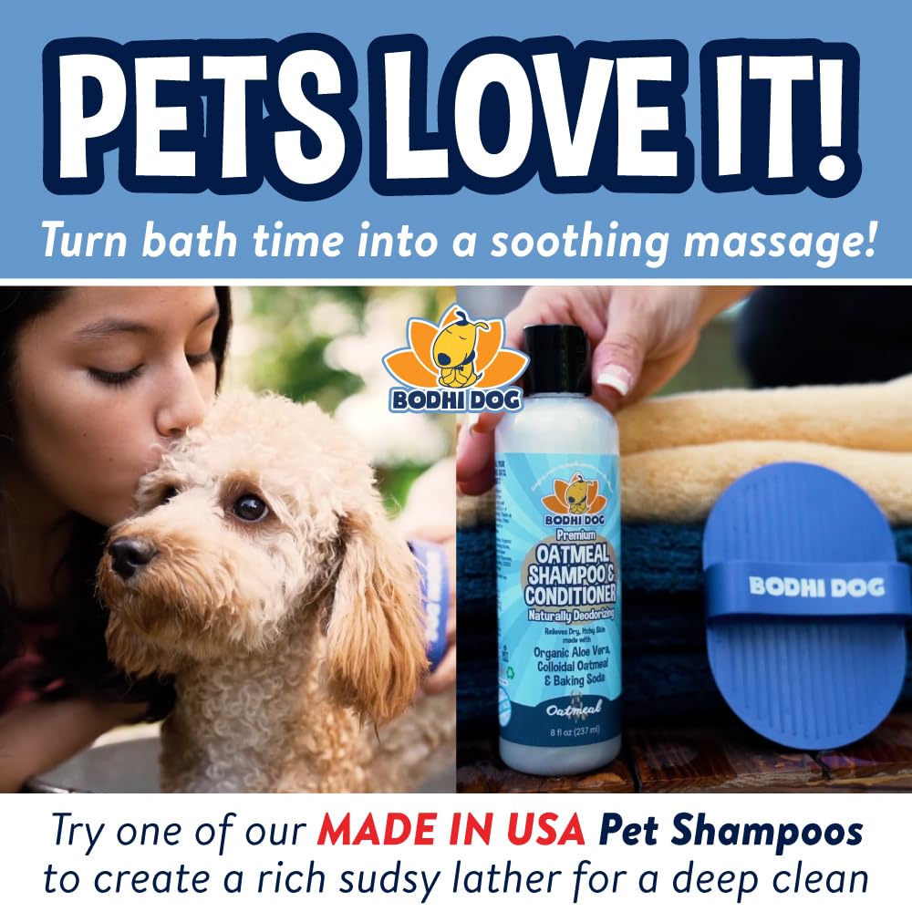 Bodhi Dog Cepillo para Polvo de champú para Mascotas | Cepillo para Polvo de Masaje Relajante con cerdas de Goma para Lavar Perros y Gatos | Calidad Profesional