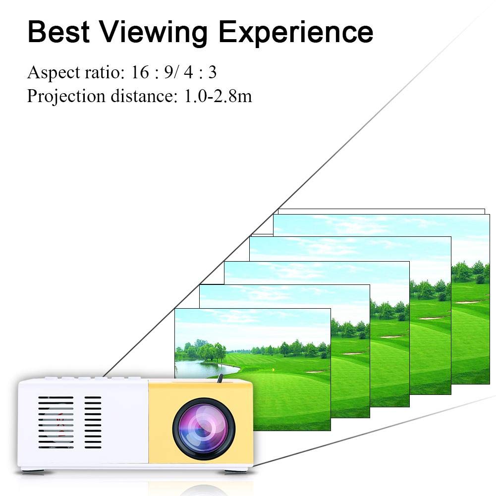 de películas Mini HD, Elegante portátil de Cine en casa Compatible con 720P, Pantalla 1080P, Reproductor Multimedia HDMI Adecuado para recreación(Nosotros)