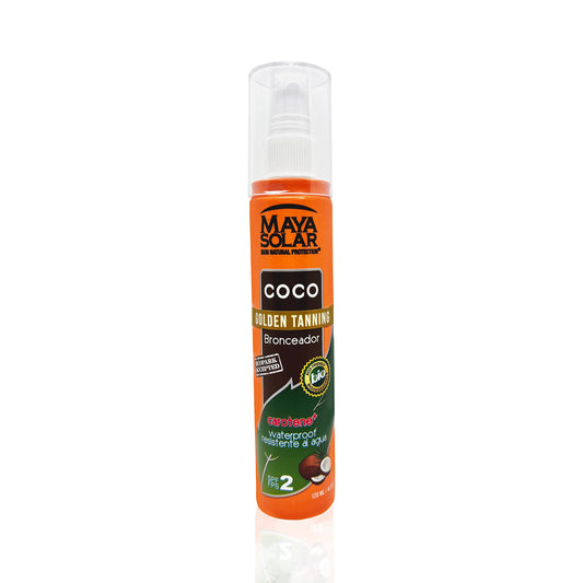 Maya Solar Aceite Bronceador de Coco FPS 2, Hidratante, 100% Ecológico