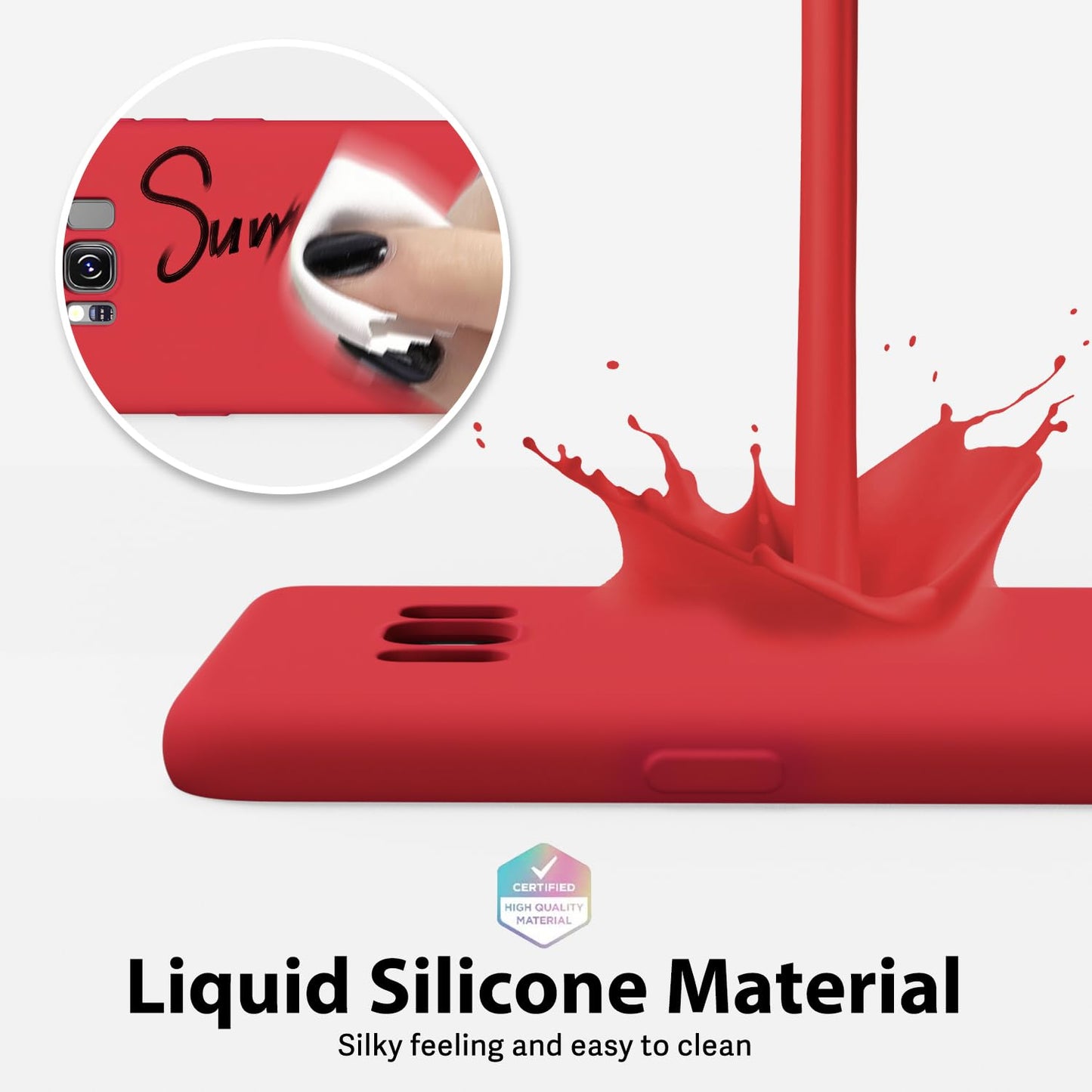 oakxco - Funda de silicona diseñada para Samsung Galaxy S8, funda de gel de goma suave para mujeres y niñas, delgada, delgada, flexible, TPU protector de 5.8 pulgadas, color rojo