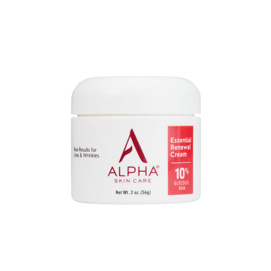 Crema Essential Renewal con 10% de ácido glicólico AHA para líneas y arrugas| Efectos reales| Sin fragancia ni parabenos| 2 onzas