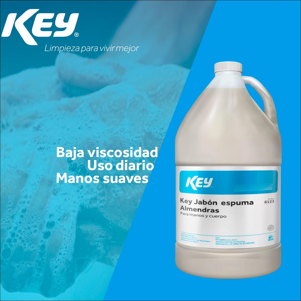 Jabón En Espuma Para Manos Y Cuerpo Aroma Almendras Key Galón 4lt