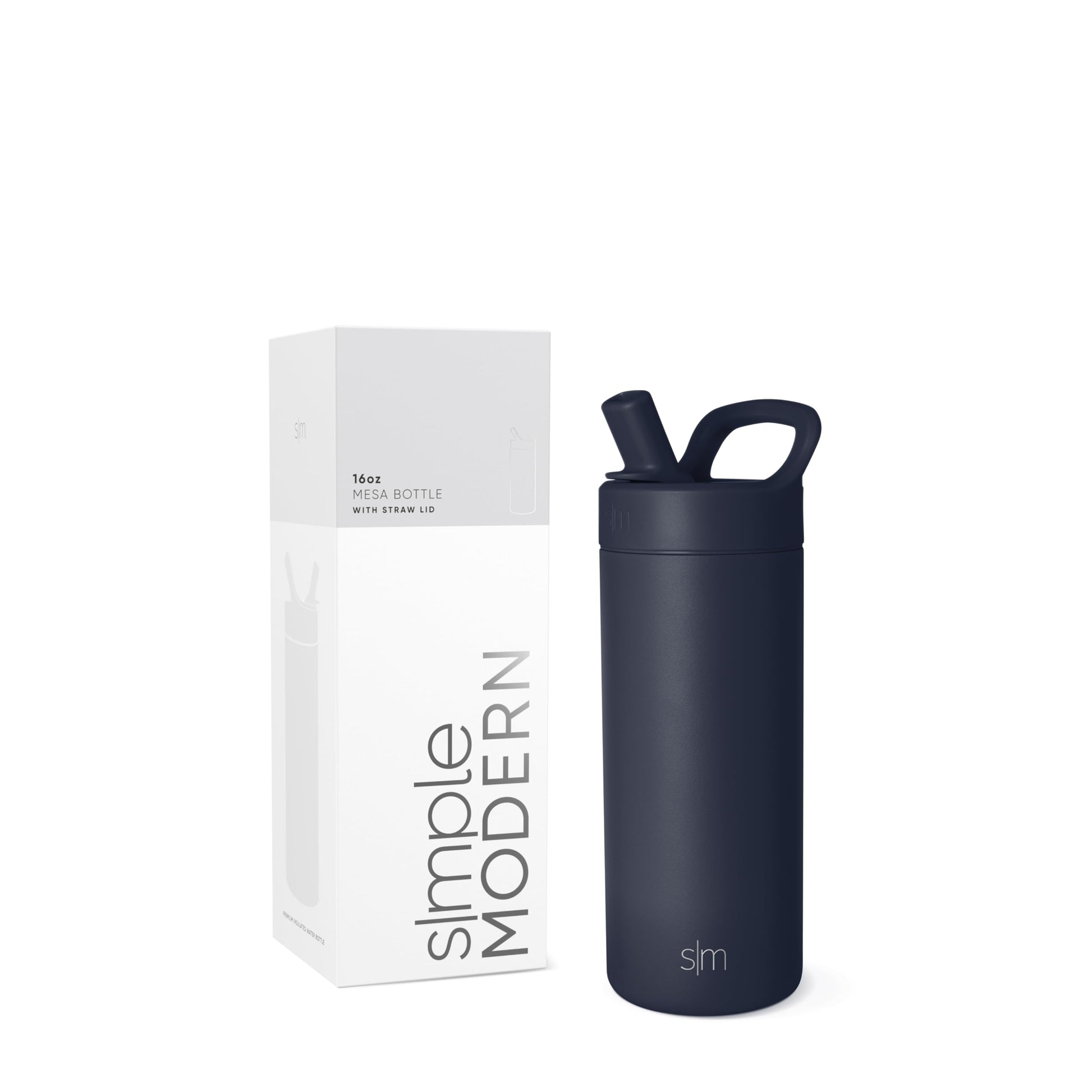 Botella de Agua Simple Modern Deep Ocean Tapa de Popote Aislada para Niñas
