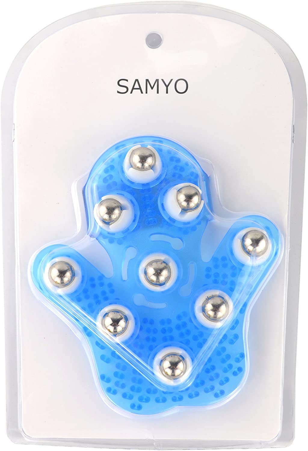 Guante de Masaje SAMYO Azul con 9 Rodillos de 360 Grados para Cuidado Corporal