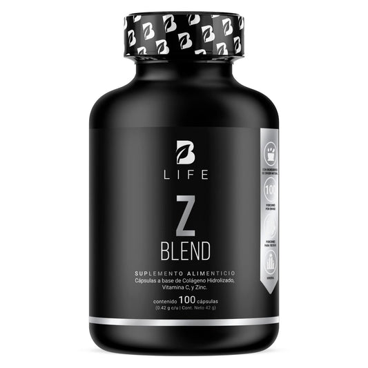 B Life Zinc de 100 Cápsulas. Ingredientes naturales: Zinc, Colágeno y Vitamina C. Z Blend.