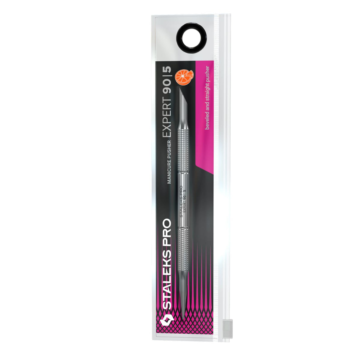 STALEKS PRO Empujador De Cutículas Profesional Staleks Manicure Pusher Expert 90 Tipo 5 – Acero Inoxidable (Empujador Biselado Y Recto)