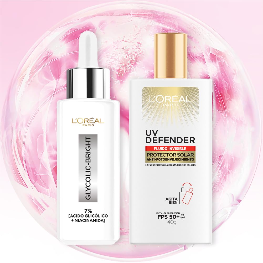 Kit L'Oréal Paris Sérum Anti Manchas Glycolic Bright + UV Defender Fluid FPS50